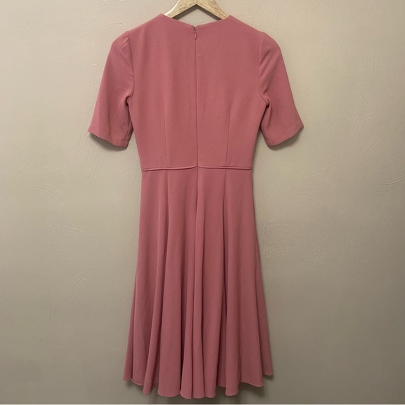 Gal Meets Glam Collection Edith City Crepe Fit & Flare Midi Dress Pink Size 00 - Picture 5 of 13